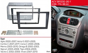 Переходная рамка Opel Agila, Combo, Corsa, Meriva, Omega, Signum, Tigra, Vectra, Vivaro ACV 381230-26-1
