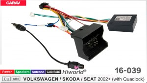 Переходник для магнитол 9", 10.1" Volkswagen, Audi, Skoda, Seat Carav 16-039