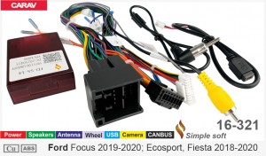 Переходник для магнитол 9", 10.1" Ford Focus, Ecosport, Fiesta Carav 16-321
