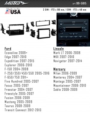 Переходная рамка Ford Metra 99-5815