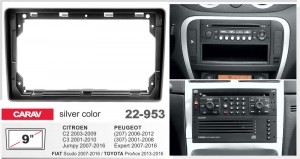 Переходная рамка Citroen C2, C3, Jumpy, Peugeot 207, 307, Expert, Fiat Scudo, Toyota ProAce Carav 22-953