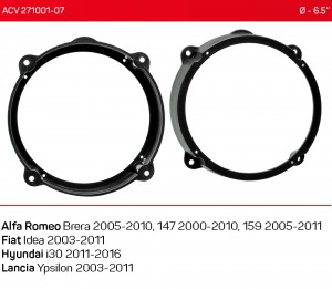 Проставки под динамики 165 мм / 6.5" ACV 271001-07 для автомобилей Alfa Romeo, Fiat, Hyundai, Lancia