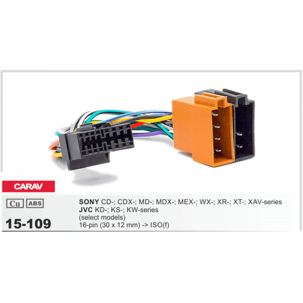 Разъем для магнитолы Sony, JVC Carav 15-109