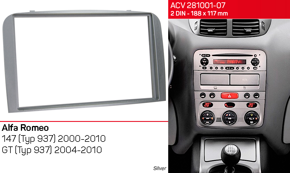 Перехідна рамка Alfa Romeo 147, GT ACV 281001-07