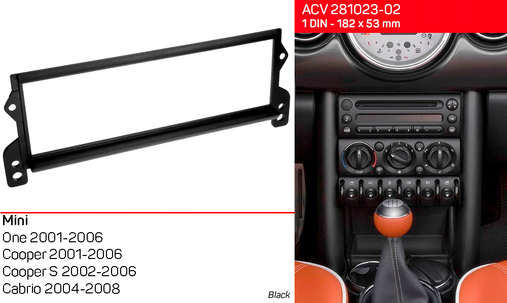 Перехідна рамка Mini One (R50), Cooper (R50), Cooper S (R53), Cabrio (R52) ACV 281023-02