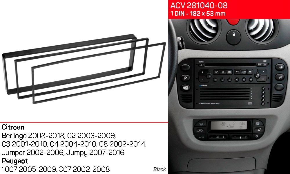 Перехідна рамка Peugeot 1007, 307 ACV 281040-08