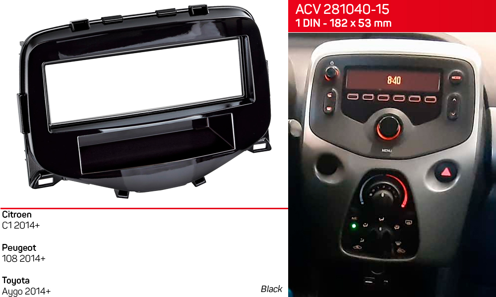 Перехідна рамка Citroen C1, Peugeot 108, Toyota Aygo ACV 281040-15