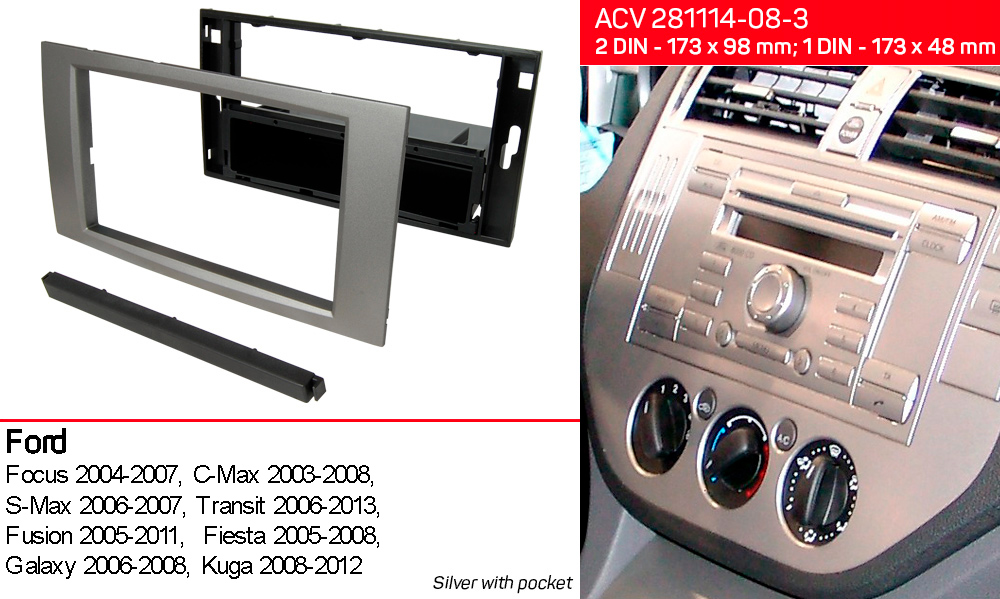 Переходная рамка Ford Transit, Focus, C-Max, S-Max, Fusion, Fiesta, Galaxy, Kuga ACV 281114-08-3