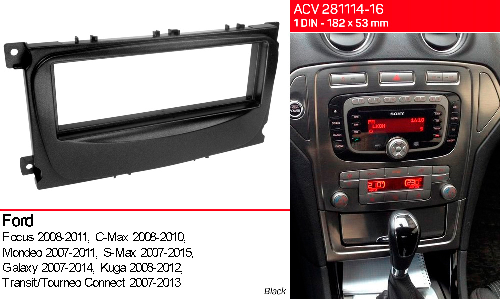 Переходная рамка Ford Focus, Mondeo, S-Max, C-Max, Galaxy, Kuga ACV 281114-16