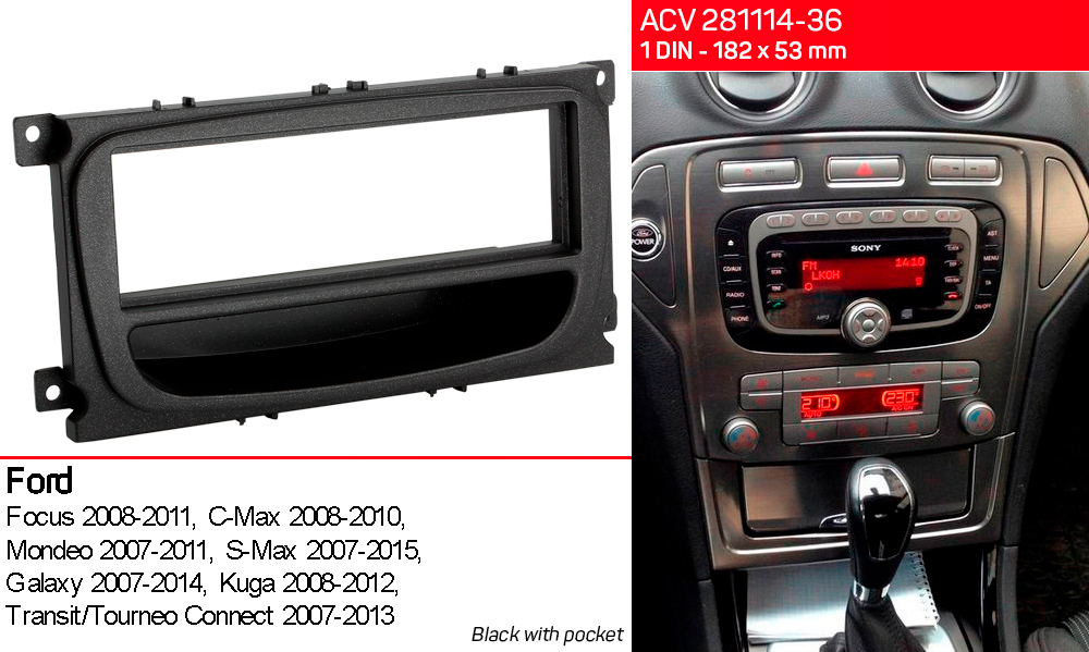 Перехідна рамка Ford Focus, Mondeo, S-Max, C-Max, Galaxy, Kuga ACV 281114-36