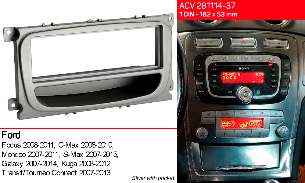 Переходная рамка Ford Focus, Mondeo, S-Max, C-Max, Galaxy, Kuga ACV 281114-37