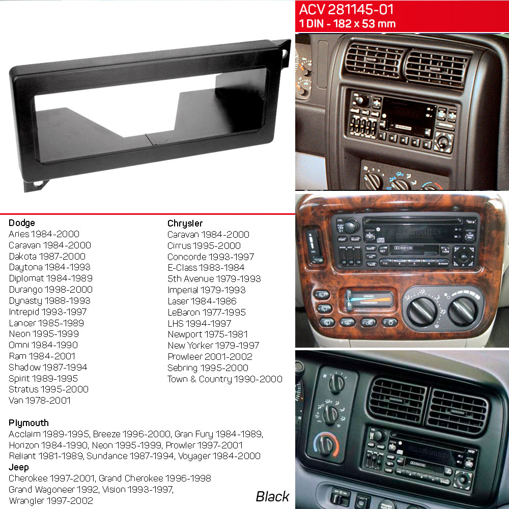 Перехідна рамка Dodge Caravan, Durango, Neon, RAM ACV 281145-01