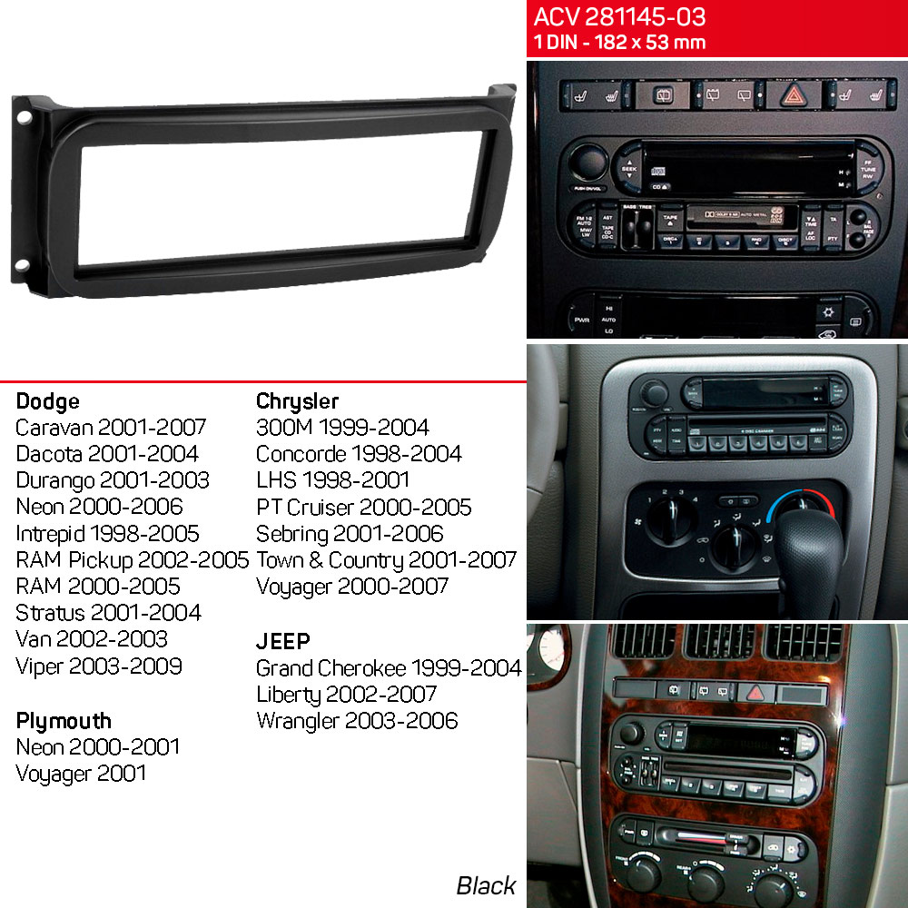 Перехідна рамка Dodge Caravan, Durango, Neon, RAM ACV 281145-03