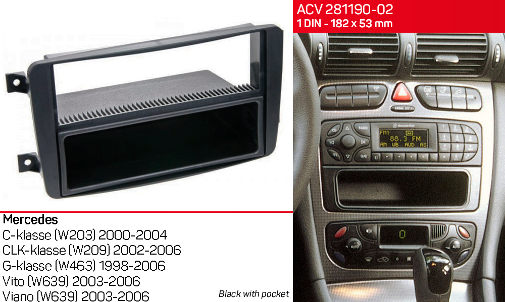 Перехідна рамка Mercedes Vito, Viano, W639, W203, W209, W463 ACV 281190-02