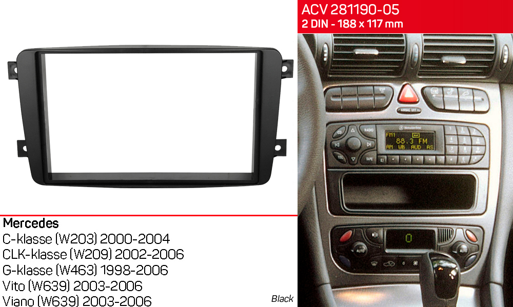 Перехідна рамка Mercedes Vito, Viano, W639, W203, W209, W463 ACV 281190-05