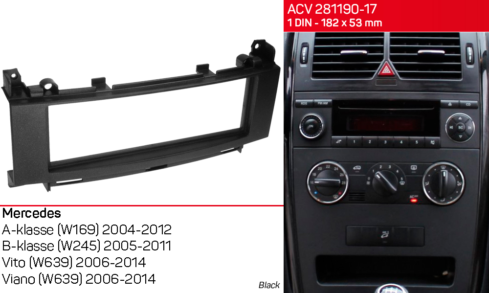 Перехідна рамка Mercedes Vito, Viano, W639, W169, W245 ACV 281190-17