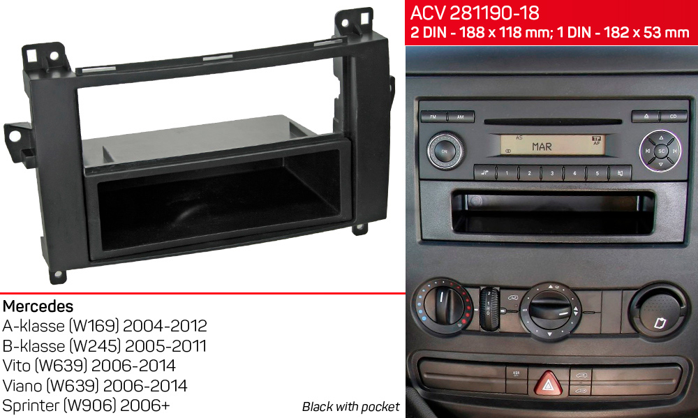 Перехідна рамка Mercedes Vito, Viano, Sprinter, W639, W169, W245 ACV 281190-18