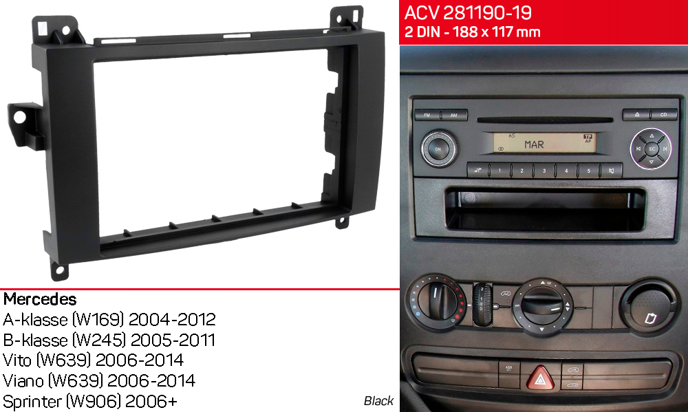 Перехідна рамка Mercedes Vito, Viano, Sprinter, W639, W169, W245 ACV 281190-19