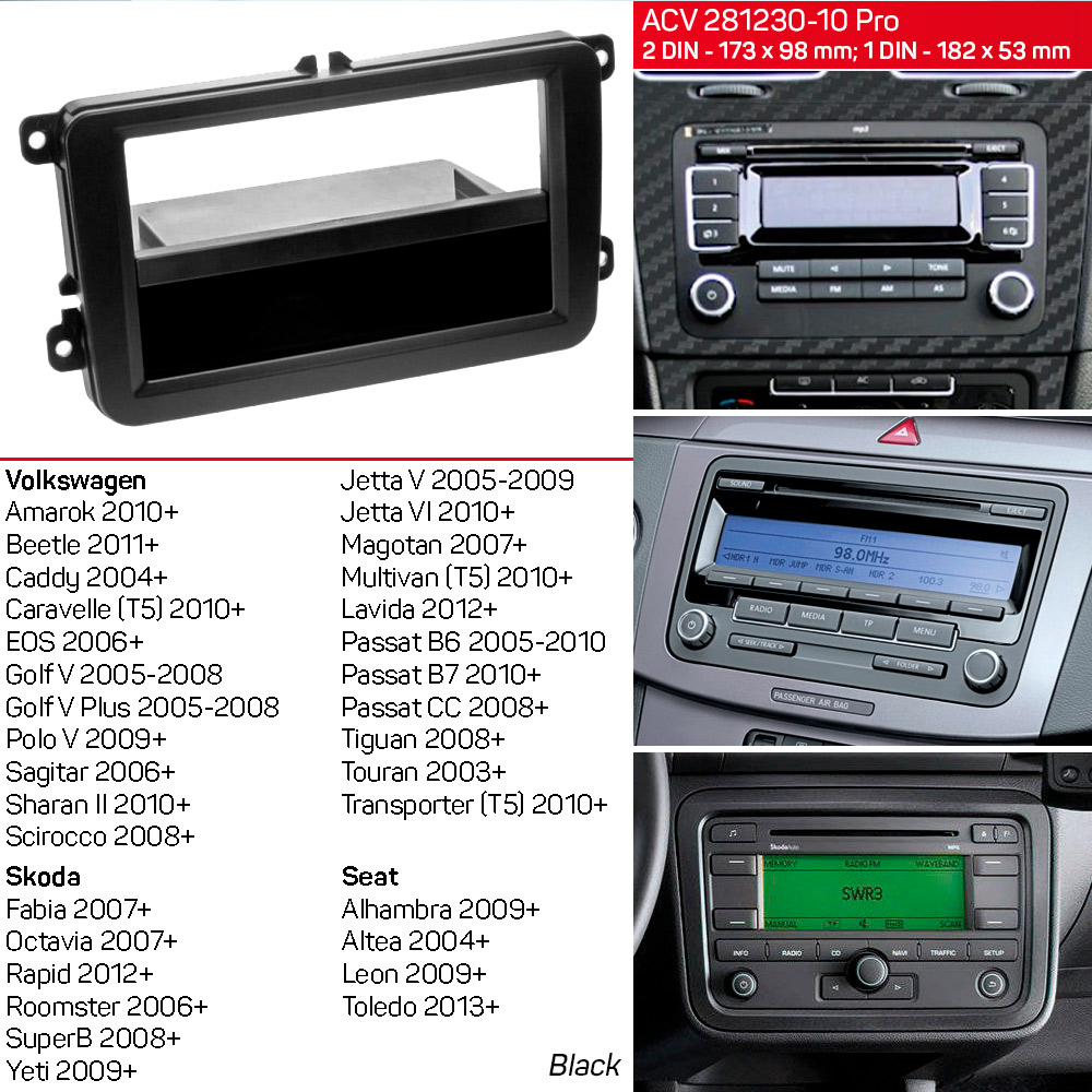 Перехідна рамка Skoda Fabia, Octavia, Rapid, Roomster, SuperB, Yeti ACV 281320-10 pro