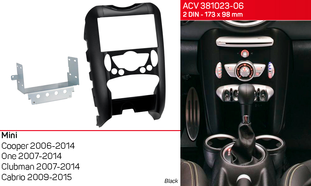 Перехідна рамка Mini Cooper (R56), One (R56), Clubman (R55), Cabrio (R57) ACV 381023-06
