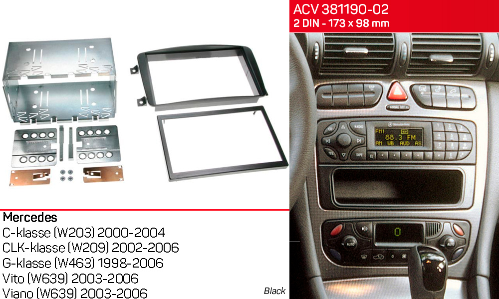 Перехідна рамка Mercedes Vito, Viano, W639, W203, W209, W463 ACV 381190-02