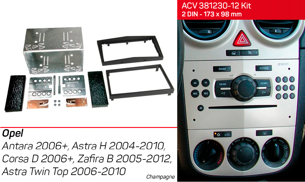 Переходная рамка Opel Corsa, Astra, Zafira, Antara ACV 381230-12 Kit