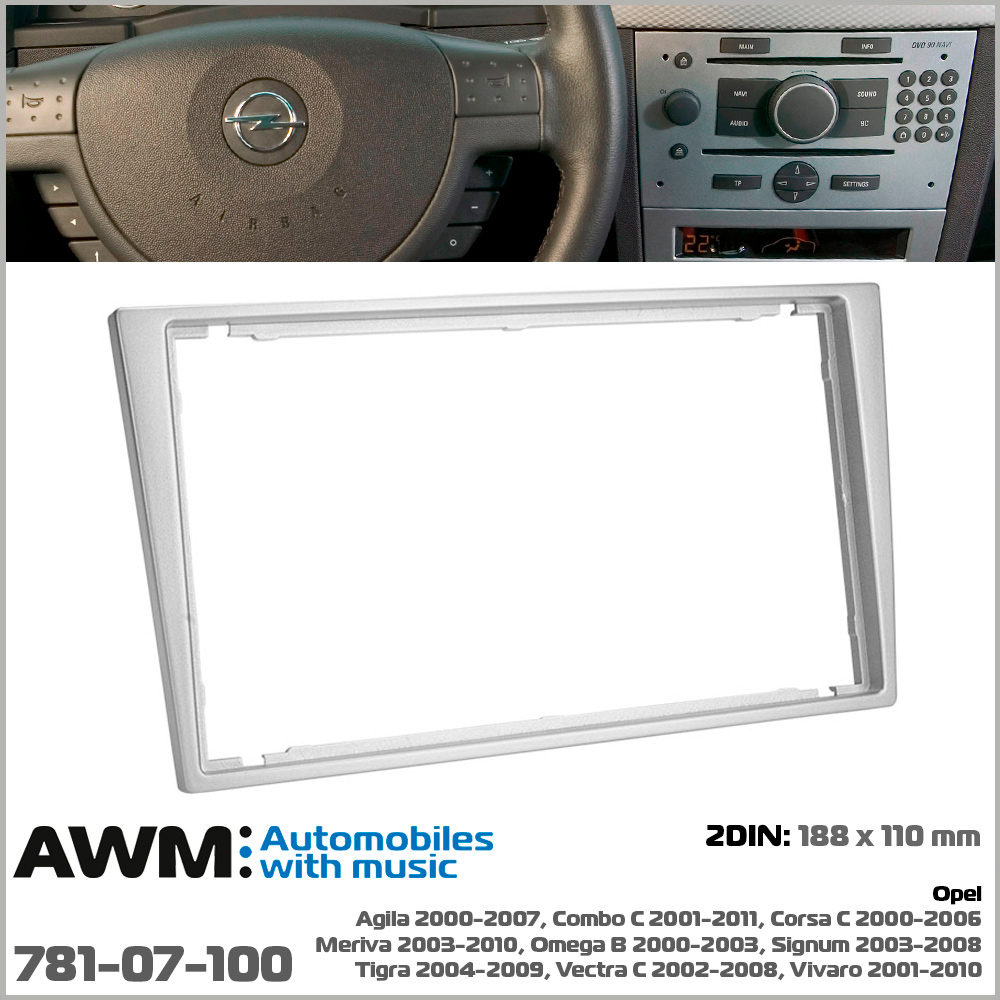 Переходная рамка Opel Agila, Combo, Corsa, Meriva, Omega, Signum, Tigra, Vectra, Vivaro AWM 781-07-100