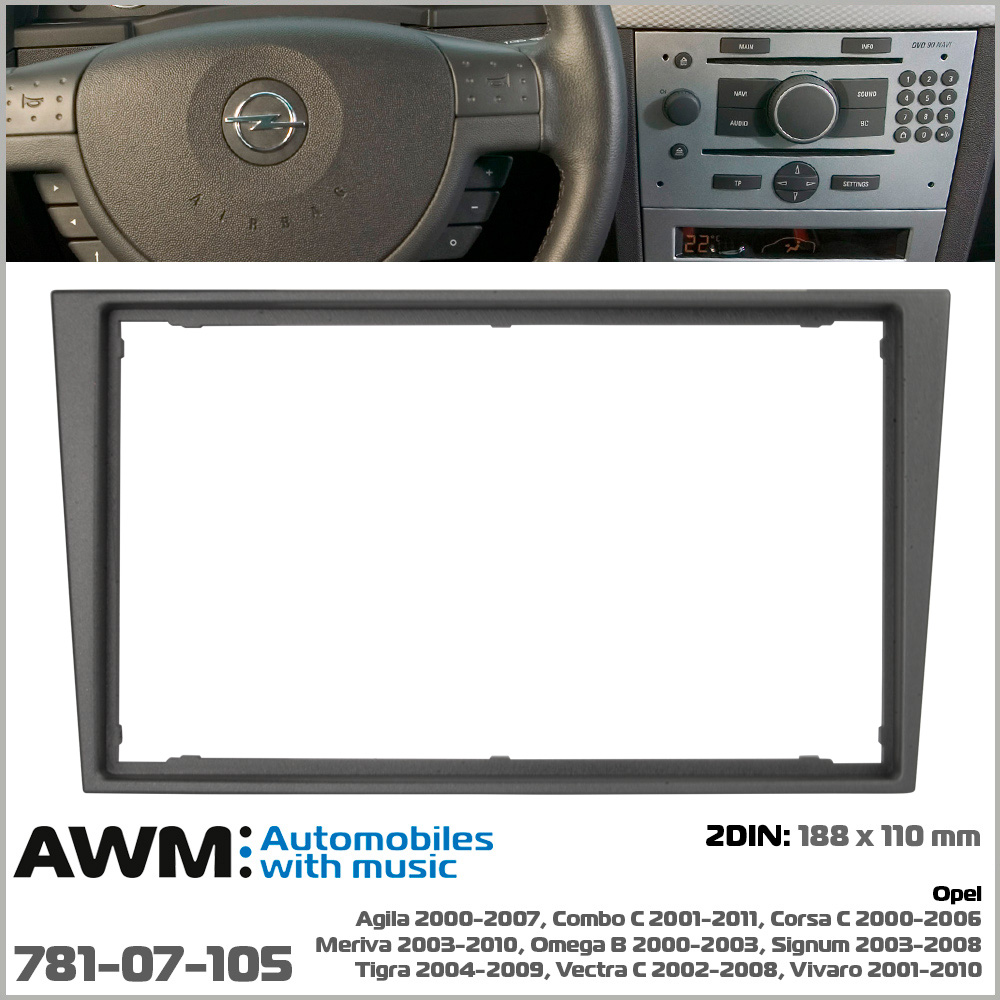 Переходная рамка Opel Agila, Combo, Corsa, Meriva, Omega, Signum, Tigra, Vectra, Vivaro AWM 781-07-105