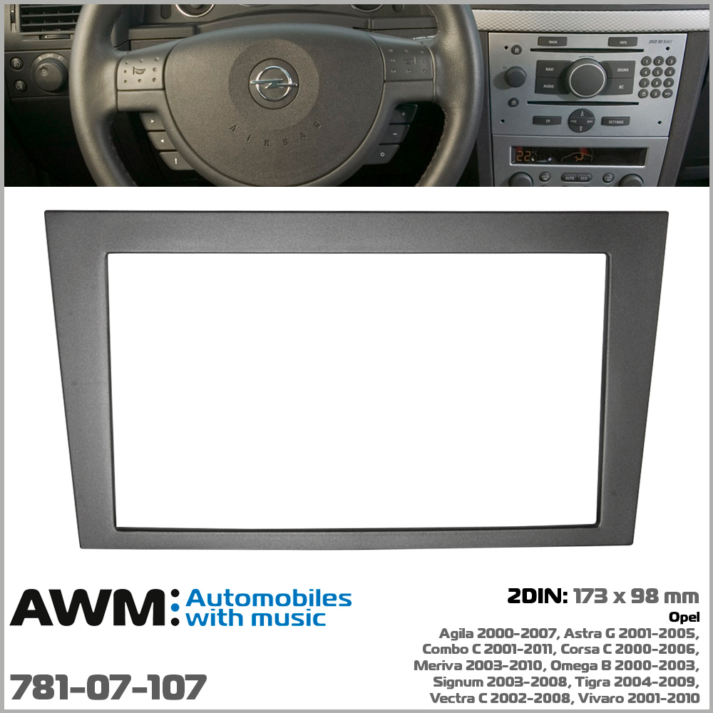 Переходная рамка Opel Agila, Combo, Corsa, Meriva, Omega, Signum, Tigra, Vectra, Vivaro AWM 781-07-107