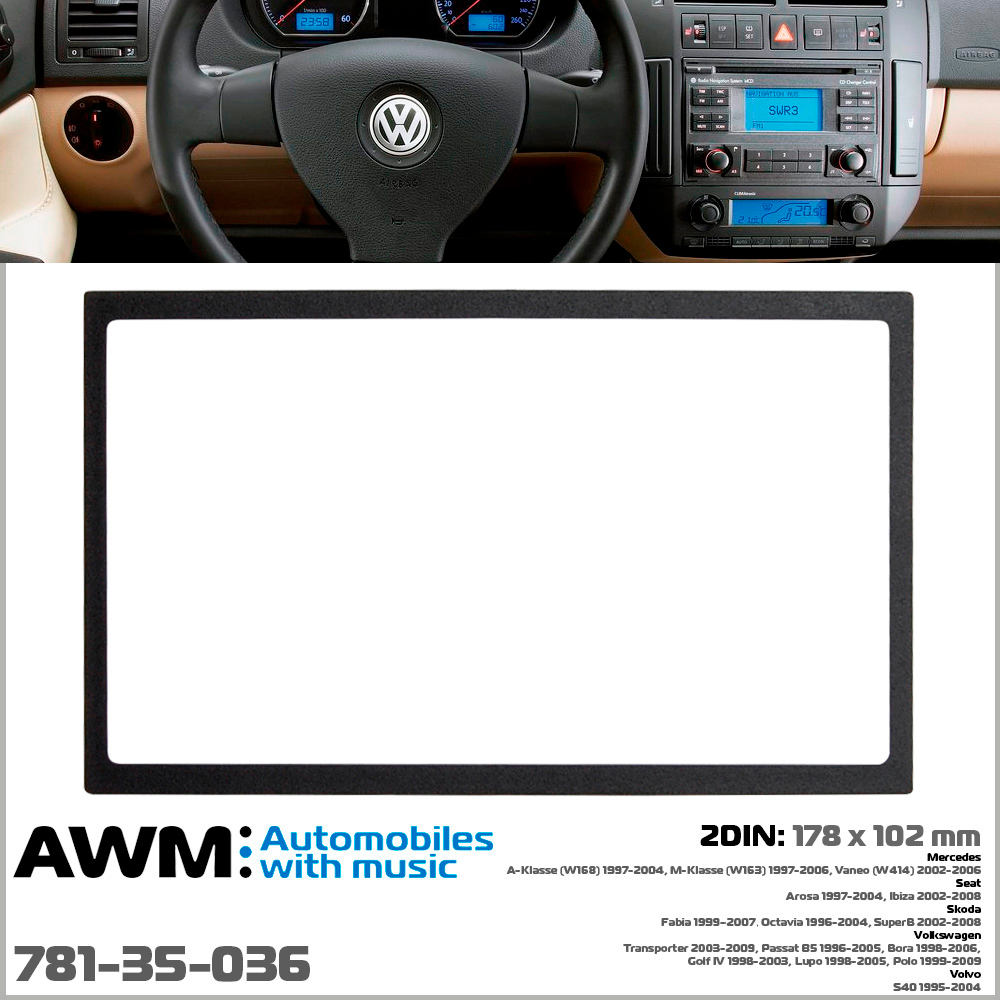 Перехідна рамка для автомобілів Volkswagen, Skoda, Seat, Mercedes AWM 781-35-036
