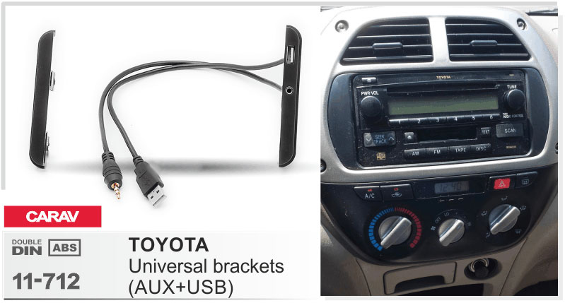 Перехідна рамка Toyota з подовжувачем USB і AUX Carav 11-712