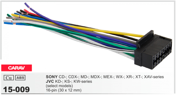 Разъем для магнитолы Sony, JVC Carav 15-009