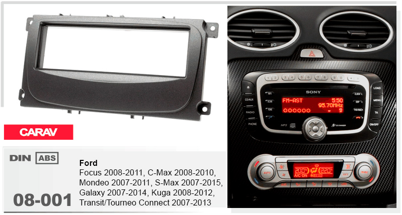 Переходная рамка Ford Focus, Mondeo, S-Max, C-Max, Galaxy, Kuga Carav 08-001