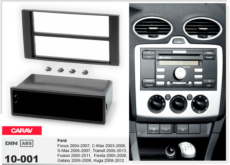 Переходная рамка Ford Focus, Transit, C-Max, S-Max, Fusion, Fiesta, Galaxy, Kuga Carav 10-001