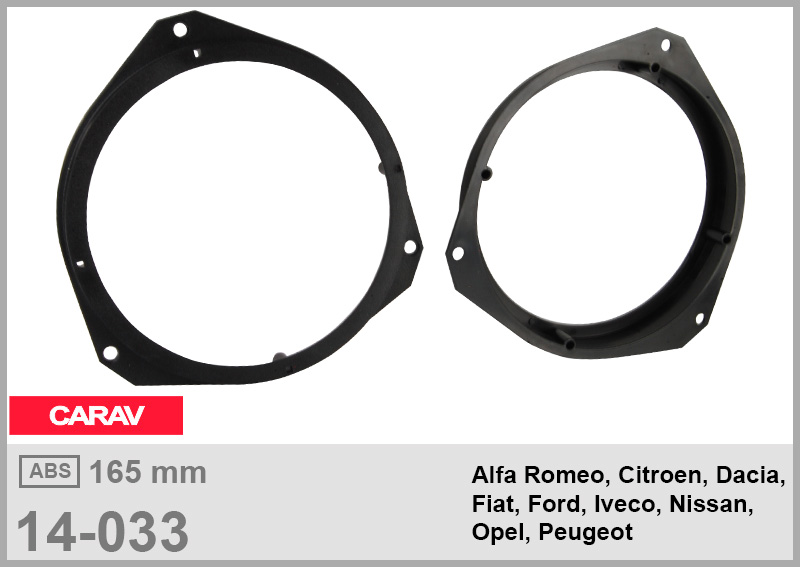 Проставки под динамики 165 мм / 6.5" Carav 14-033 для автомобилей Alfa Romeo, Dacia, Fiat, Nissan, Opel