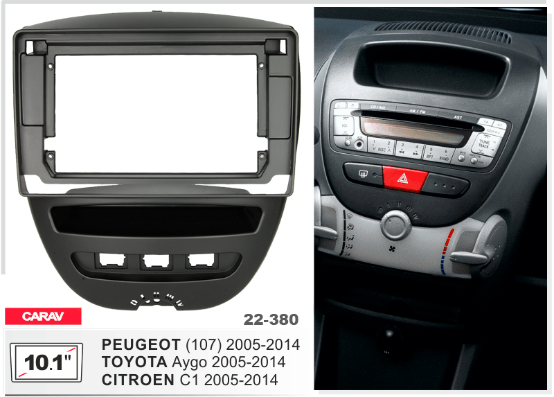Перехідна рамка Citroen C1, Peugeot 107, Toyota Aygo Carav 22-380