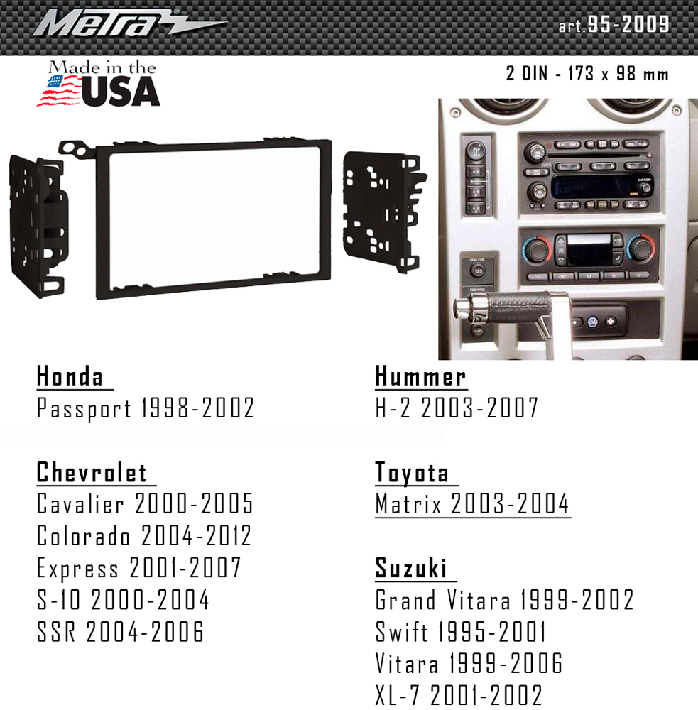 Переходная рамка Chevrolet, Caddilac, Suzuki Multikit Metra 95-2009