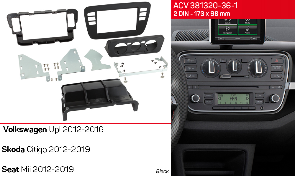 Перехідна рамка Volkswagen Up!, Skoda Citigo, Seat Mii ACV 381320-36-1