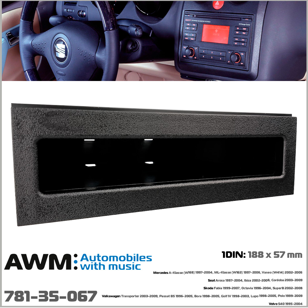 Кишеня 1 DIN для автомобілів Volkswagen, Skoda, Seat, Mercedes AWM 781-35-067