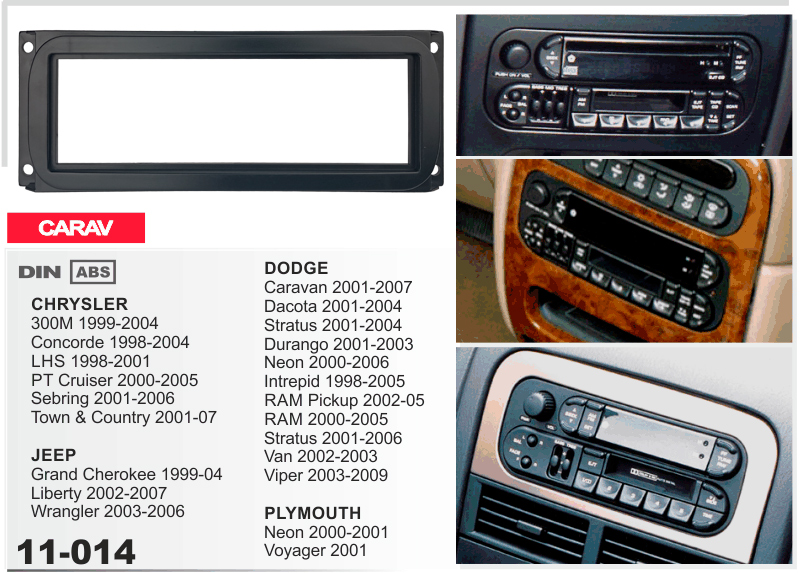 Перехідна рамка Dodge Caravan, Durango, Neon, RAM Carav 11-014