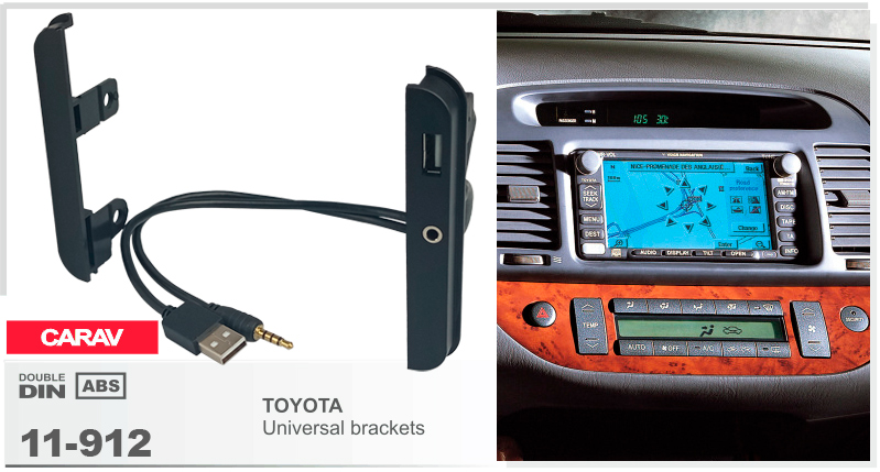 Переходная рамка Toyota с USB и AUX удлинителем Carav 11-912