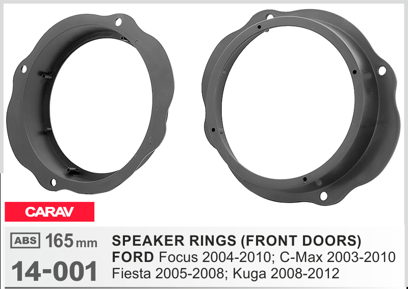 Проставки под динамики 165 мм / 6.5" Carav 14-001 для автомобилей Ford Focus, C-Max, Fiesta, Kuga