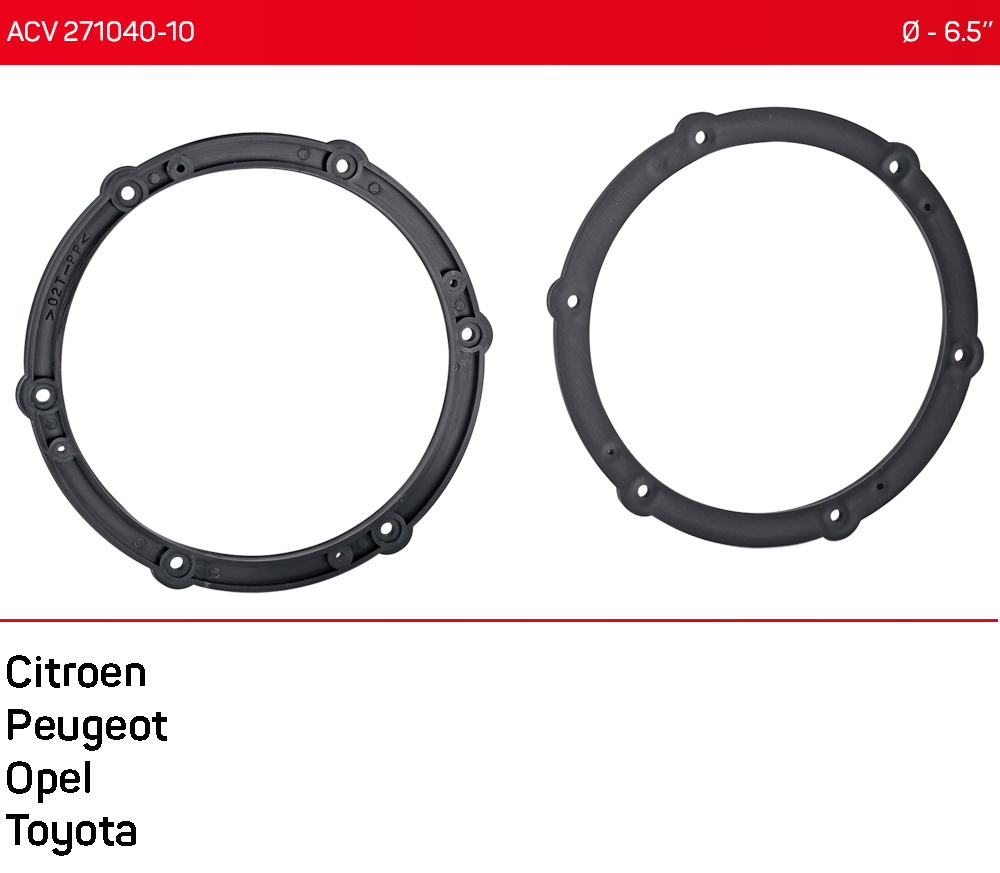 Проставки под динамики 165 мм / 6.5" ACV 271040-10 для автомобилей Citroen, Peugeot, Opel, Toyota