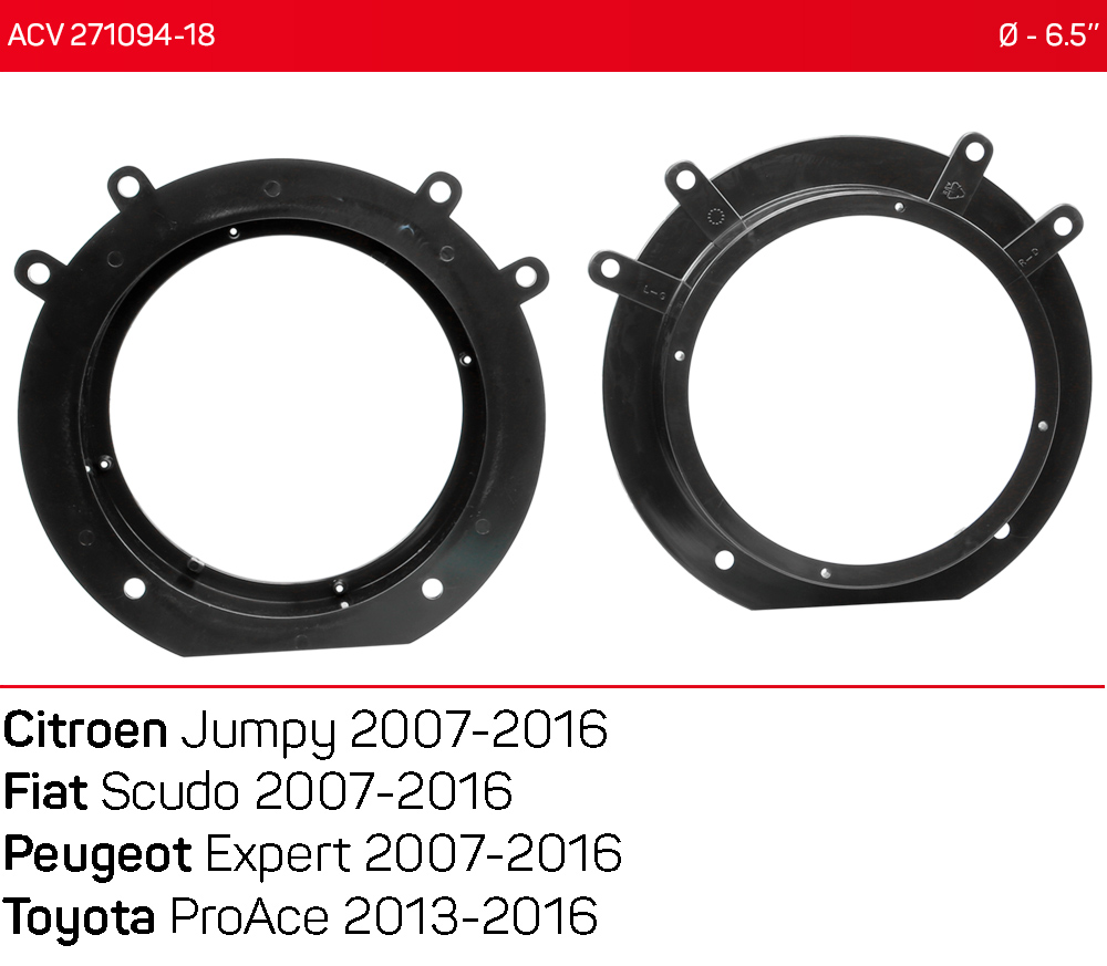 Проставки під динаміки 165 мм / 6.5" ACV 271094-18 для автомобілів Citroen, Peugeot, Toyota, Fiat