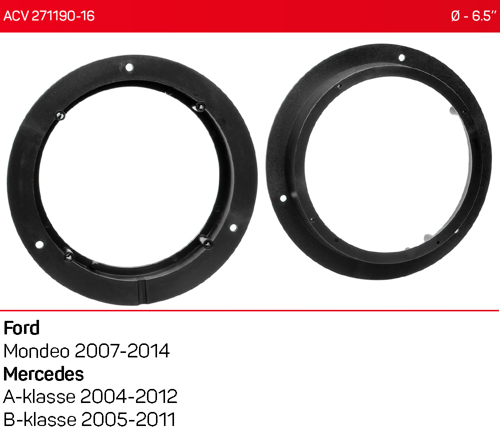 Проставки под динамики 165 мм / 6.5" ACV 271190-16 для автомобилей Ford Mondeo, Mercedes A-klasse, B-klasse