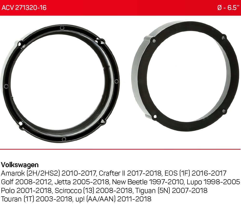 Проставки под динамики 165 мм / 6.5" ACV 271320-16 для автомобилей Volkswagen