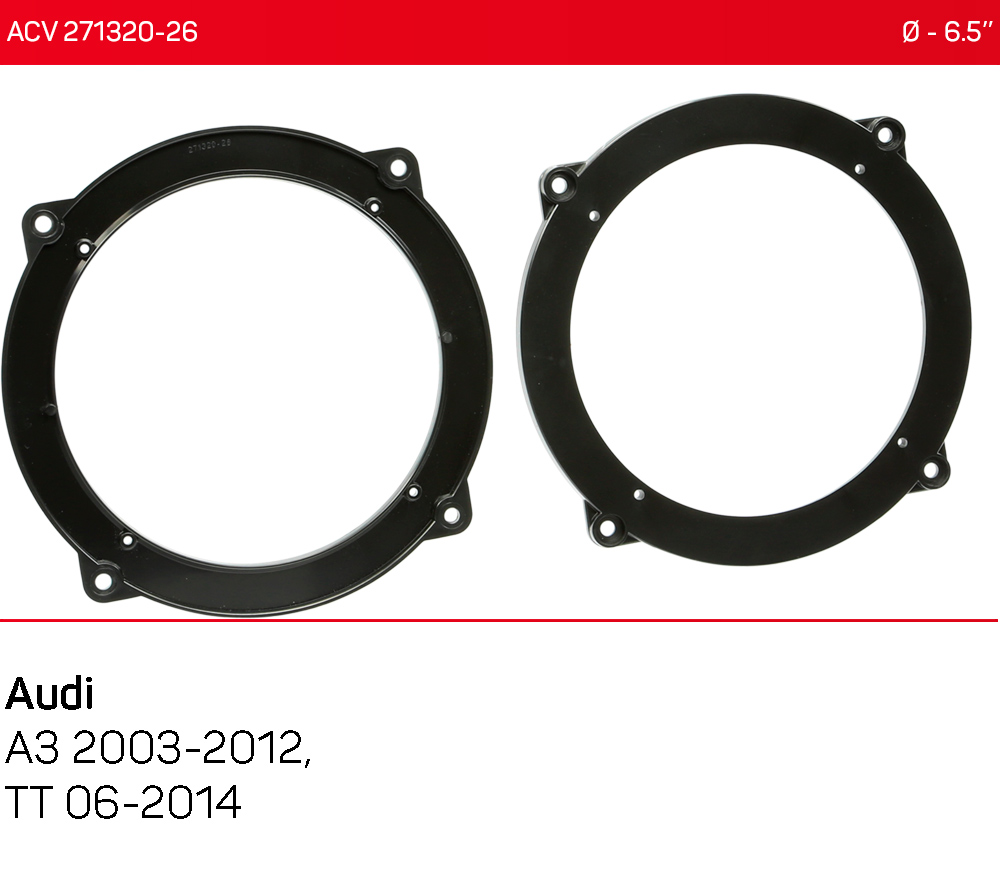 Проставки под динамики 165 мм / 6.5" ACV 271320-26 для автомобилей Audi A3, TT