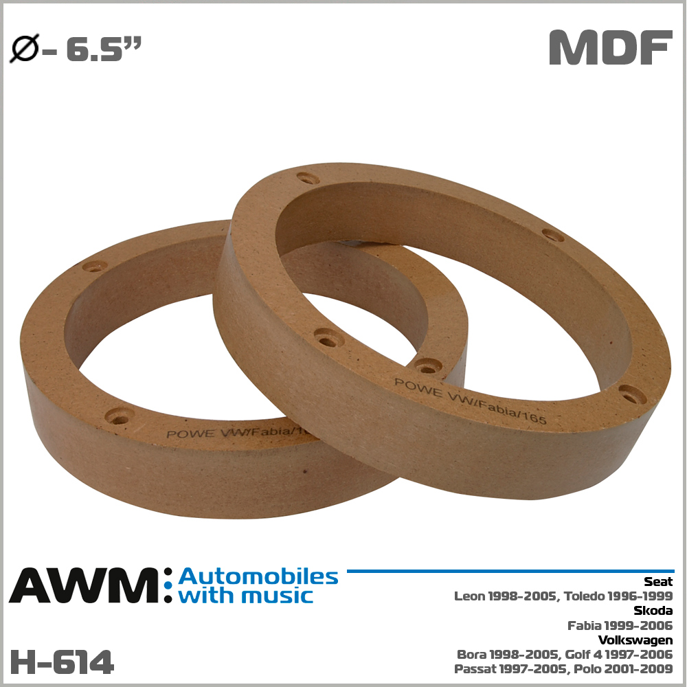 Проставки под динамики AWM H-614 для автомобилей Skoda, Volkswagen, Seat